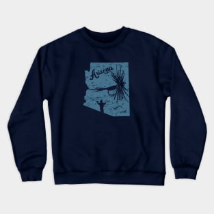 Arizona Distressed Fly Fishing State Map Crewneck Sweatshirt